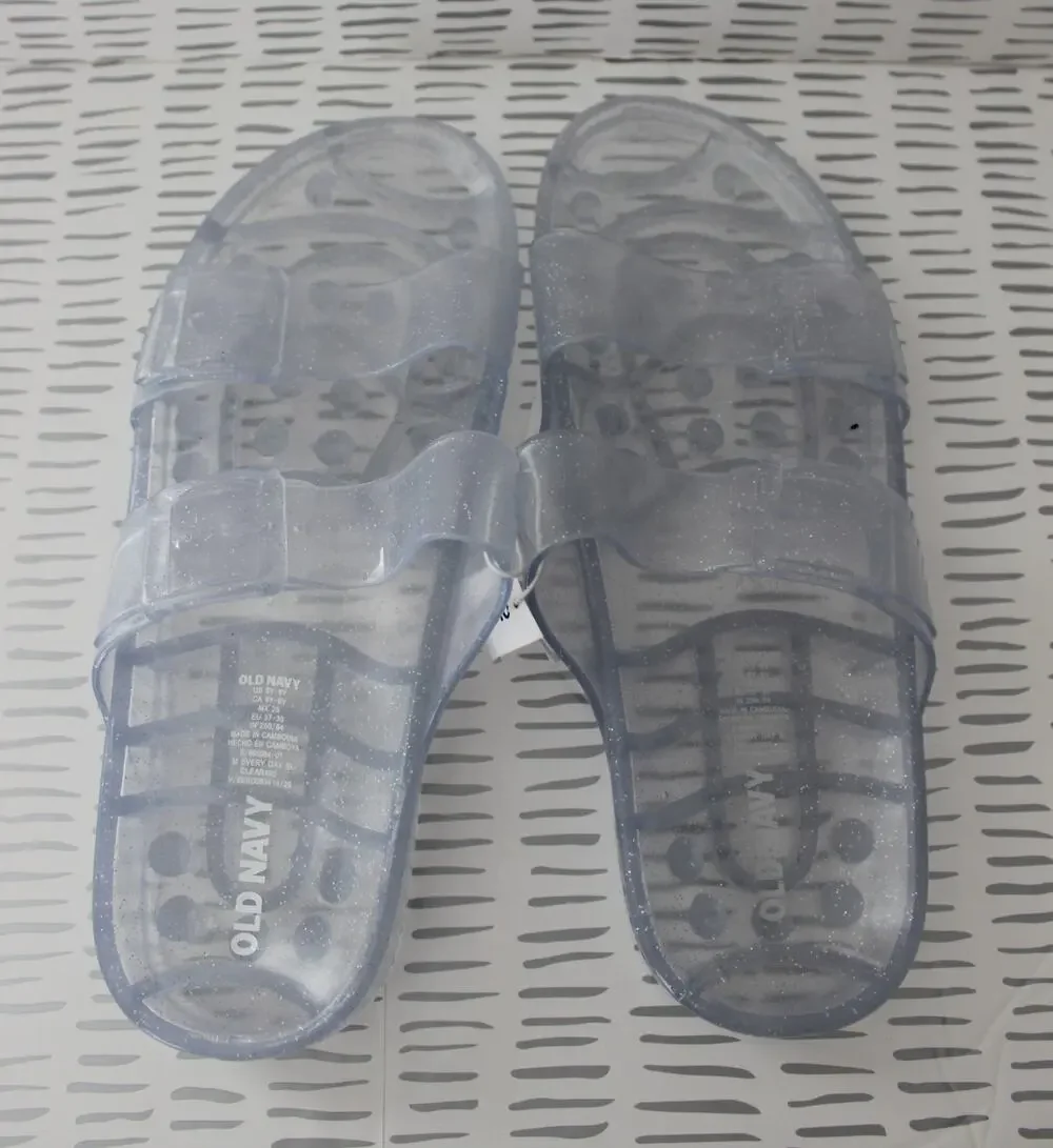 Old Navy Girls Jelly Buckled Slide Sandals Clear Size 5Y-6Y NWT